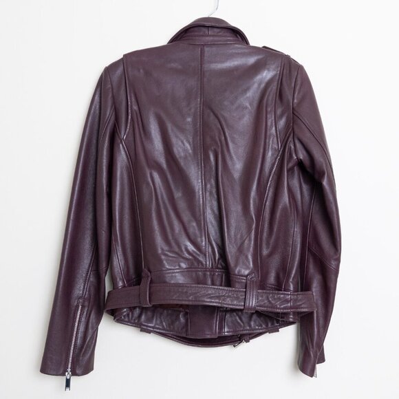 DANIER Juliette Genuine Leather Moto Jacket in Bordeaux - Picture 4 of 15